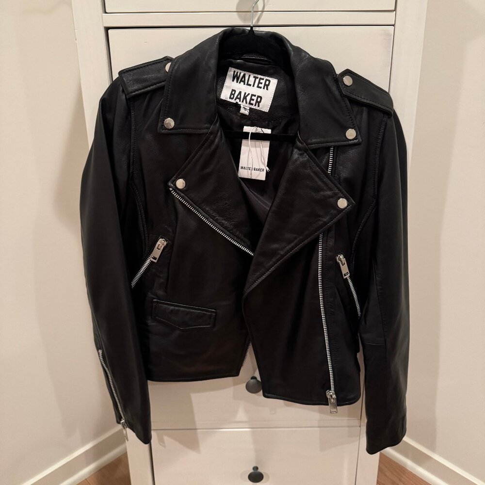 Walter Baker Black Leather Liz Classic Biker Jacket - S
